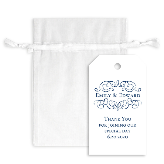 Ornate Scroll Hanging Gift Tags with Organza Bags